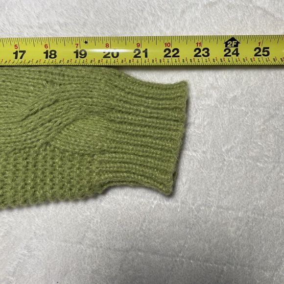 SweetSalt Women's Lg Avocado Green Cropped Chunky Knit Cardigan Boxy Brand New - Picture 6 of 7